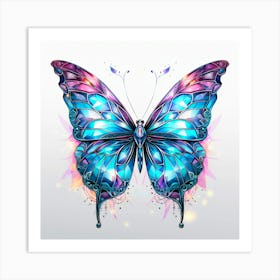 Diamond Butterfly On A White Background Art Print