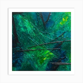 Abstract Painting, Impressionist Painting, Acrylic Color, Green and Blue Color Art Print