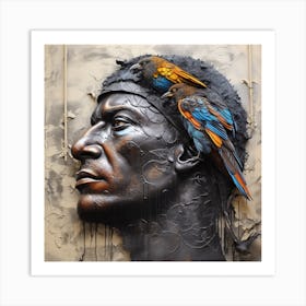 Man With Birds On His Head 1 Art Print