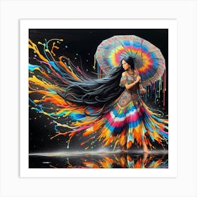 Colorful Woman With Umbrella 1 Art Print