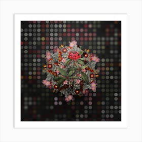 Vintage Mountain Laurel Branch Flower Wreath on Dot Bokeh Pattern n.0703 Art Print