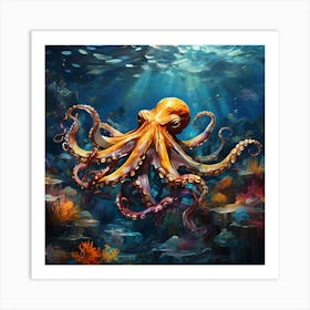 Octopus In The Sea Art Print