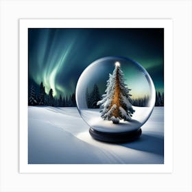 Snow Globe With Christmas Tree Art Print