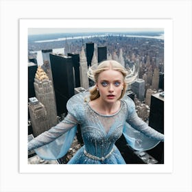 Floating princess over new york Art Print