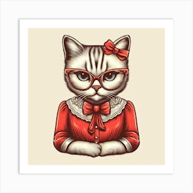 Cat In Glasses 1 Art Print