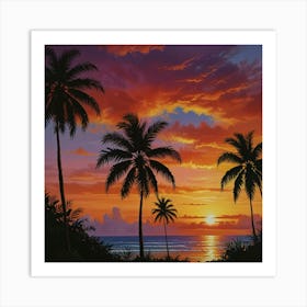 Sunset At The Beach 12 Art Print