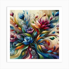 Flowers oil painting abstract painting art 6 Art Print