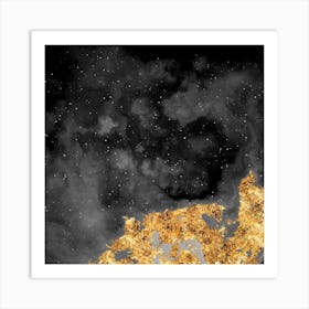 100 Nebulas in Space with Stars Abstract in Black and Gold n.063 Art Print