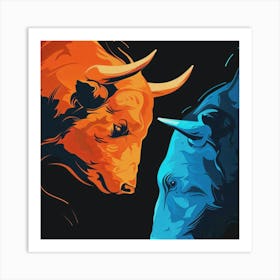 Bull And Bear Art Print