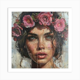 Girl With Flowers 2 Art Print