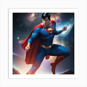 Superman In Space Art Print