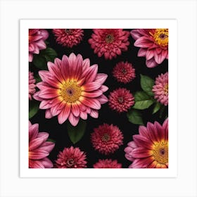 Pink Dahlias 2 Art Print