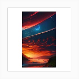 Sunset Over The Ocean 2 Art Print