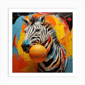 Kimmiekins80 A Zebra Playing Basketball With A Zebra Striped Ba 96d9455a 4164 48ef A32f 3032d56860db Art Print