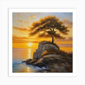 Sunset With A Tree 3 Art Print