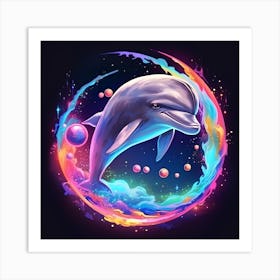 Dolphin In Space Art Print