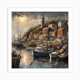 Harbor At Dusk 1 Art Print