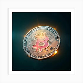 Bitcoin Coin On Dark Background Art Print