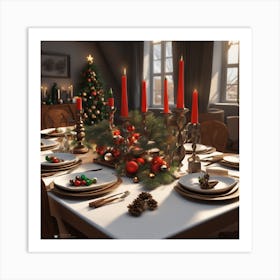 Christmas Table Setting 51 Art Print