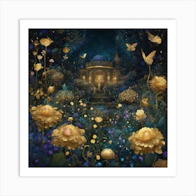 Gilded Garden Nocturnal Blooms (8) Art Print