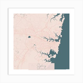 Sydney Australia Pink and Blue Cute Script Street Map Art Print