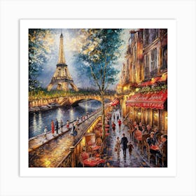 Parisian Splendor A Vibrant Portrait Of The Eiffel Tower And Romantic City Life (2) Art Print