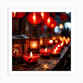 Lanterns Red Fireworks Dragon Festival Reunion Prosperity Joy Luck Fortune Blessings Fami (6) 1 Art Print