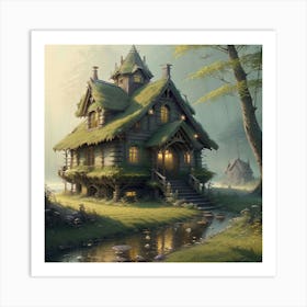 House In The Valley Of The Forest Art Print