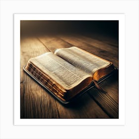 Bible On A Wooden Table Art Print