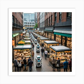 Food Market In A City Art Print