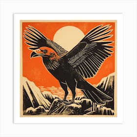 Retro Bird Lithograph California Condor 2 Art Print