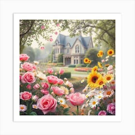 Roses In The Garden 4 Art Print