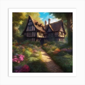 Elizabethan Manor House in Soft Summer Light Art Print