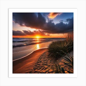 Sunset On The Beach 440 Art Print