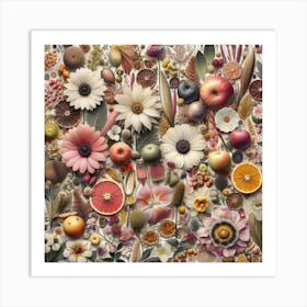 Flowers And Fruit Art Print