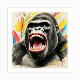 Gorilla Drawing 2 Art Print