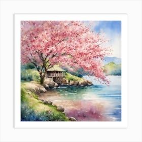 Japanese Sakura In Island 2 Art Print