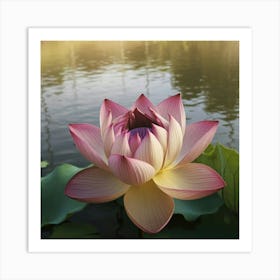 A Golden Lotus Flower With Petals Open W Dwvuanw0rya2tq7fz8wxhg Mvobgu8lt6cn0m14ruic W Art Print