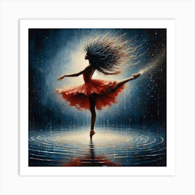 Ballerina In The Rain Art Print