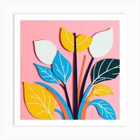 Paper Cut Flowers Art Print