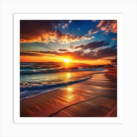 Sunset On The Beach 340 Art Print