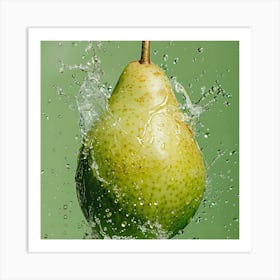 Pear Splashing Water 1 Art Print