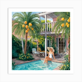 Moroccan Oasis Tranquil Retreat By The Pool (3) Art Print