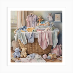 Laundry Basket Brimming With Baby Art Print