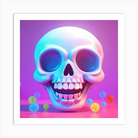 Skull With Bubbles Art Print