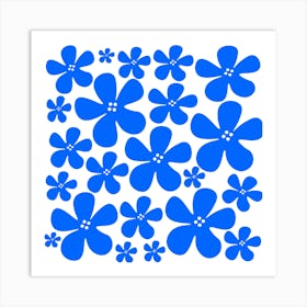 Blue Flowers Pattern Art Print