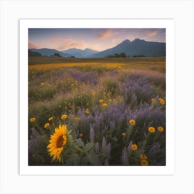 Sunflowers In The Meadow Art Print