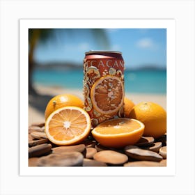 Can of orange drink on The Beach Art Print