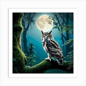 Owl In The Forest Art Print