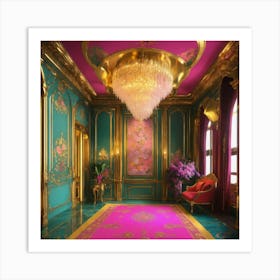 Gold And Pink Living Room 3 Art Print